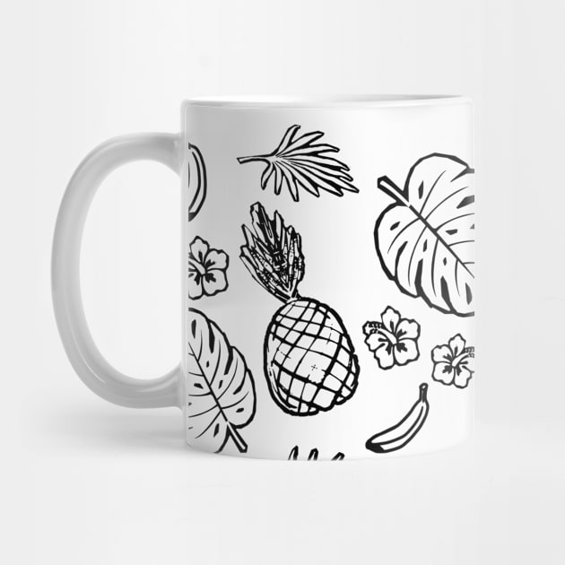 Tropical black and white pattern by valentinahramov